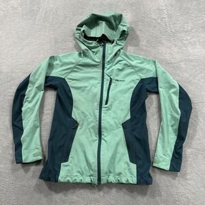 Marmot Full Zip Windstopper Jacket Women M Hooded Green Activewear